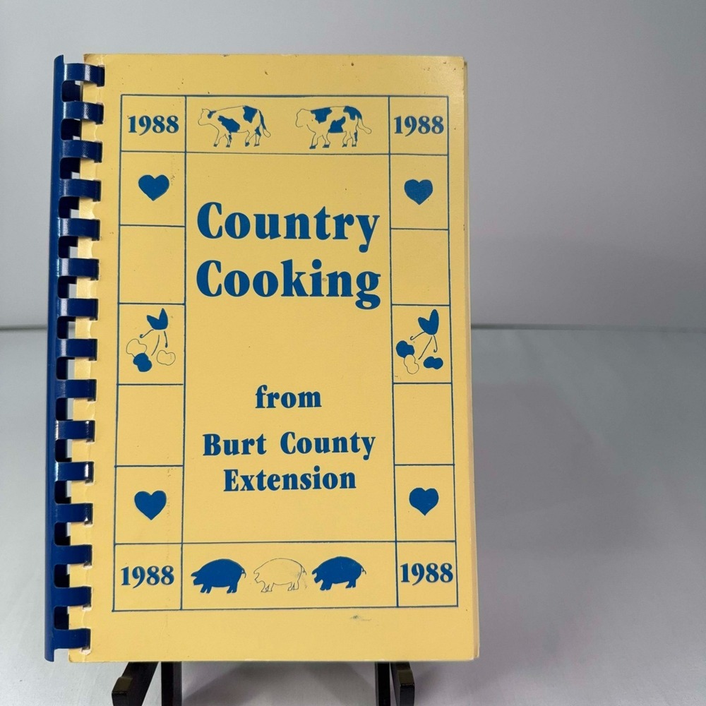 1988 Country Cooking Burt County Extension Cookbook Nebraska Spiral Bound